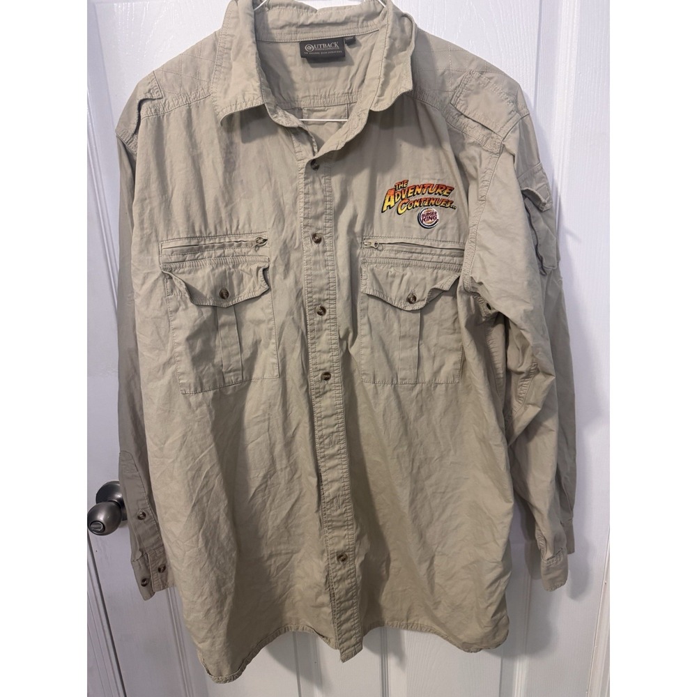 Burger King The Adventure Continues Outback Trading Co Safari Shirt XL 2008